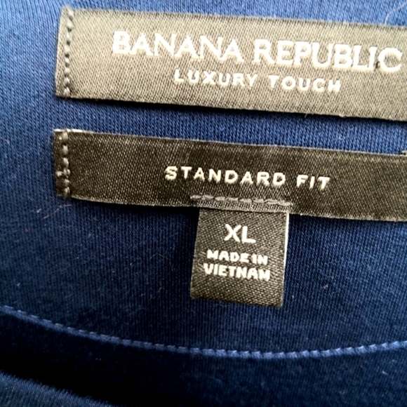 Banana Republic Men's XL Luxury Touch White Crew Neck Blue White Tee Shirt - Picture 7 of 7